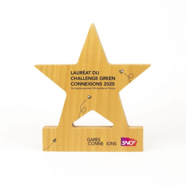 Trophée en bois étoile personnalisable
