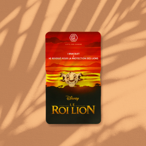 Bracelet Simba qui finance la protection des lions. Offerts par Disney France lors de sa campagne de sensibilisation et vendus dans les cinémas Gaumont Pathé et magasins Cora. Bracelet roi lion